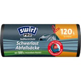 Rouleau de 12 sacs renforcés en plastique recyclé Sacs poubelle renforcés à liens coulissants 120 litres, noirs SWIRL - Rouleau de 12 sacs renforcés en plastique recyclé, sacs poubelle swirl 120 litres noirs