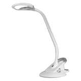 Lampe de bureau LED sur pied ou à pince Swirl HANSA - Lampe de bureau LED Hansa Swirl blanche et argent, montée sur sa pince