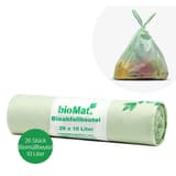 Rouleau de 26 sacs en film Mater-Bi à base d'amidon Sacs poubelle compostables à poignées 10 litres, verts BIOMAT - Rouleau de 26 sacs en film Mater-Bi à base d'amidon, sacs poubelle compostables bioMAT 10 litres