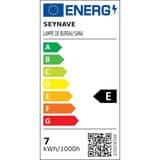 Lampe de bureau LED, double bras articulé, base rotative SANA PAPERFLOW - Étiquette énergie de la source LED, classe E, lampe de bureau LED PAPERFLOW SANA