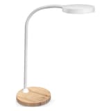 Lampe de bureau LED, col flexible, socle en bois Flex Silva CEP - Lampe de bureau LED CEP Flex Silva blanche, socle en bois