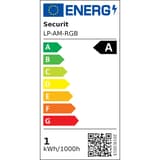 Bougies LED rechargeables, 12 couleurs et blanc chaud, station de charge AMSTERDAM RVB SECURIT - Étiquette énergie de la source LED, classe A, bougies LED rechargeables Securit AMSTERDAM RVB