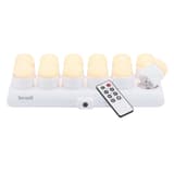 Bougies LED rechargeables, blanc chaud, station de charge AMSTERDAM SECURIT - Bougies LED rechargeables Securit AMSTERDAM blanc chaud sur leur station, avec la télécommande
