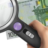 x 5, x 13 et x 20, 30 LED Loupe à main éclairée LED et UV LOGILINK - Lumière UV de la loupe LogiLink WZ0075 sur un billet