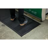 Picots en losange, 71 × 78 cm, noir Tapis anti-fatigue Yoga Lock Basic MILTEX - Tapis anti-fatigue miltex Yoga Lock Basic noir devant une machine