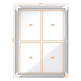 Extérieure, fond magnétique, 4 x A4 Vitrine d'affichage Premium Plus NOBO - Vitrine d'affichage d'extérieur nobo Premium Plus 4 x A4, plan des emplacements A4