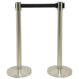 Lot de 2, sangle noire de 2 m, inox brossé Poteaux de guidage RETRACTABLE SECURIT - Deux poteaux de guidage Securit RETRACTABLE en inox brossé reliés par leur sangle noire