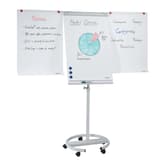 Magnétique, base ronde à 5 roulettes, 680 x 1050 mm Paperboard ECO Mobil FRANKEN - Chevalet FRANKEN ECO Mobil avec trois feuilles affichées sur les bras
