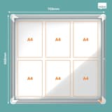 Intérieure, fond magnétique, 6 x A4 Vitrine d'affichage Premium Plus NOBO - Vitrine d'affichage d'intérieur nobo Premium Plus 6 x A4, plan des emplacements A4