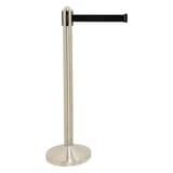 Avec socle, inox brossé, sangle noire Poteau de guidage RETRACTABLE SECURIT - Poteau de guidage Securit RETRACTABLE en inox brossé sur socle, sangle noire