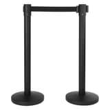 Lot de 2, noir mat, sangle noire de 2 m Poteaux de guidage RETRACTABLE SECURIT - Deux poteaux de guidage Securit RETRACTABLE noir mat reliés par leur sangle noire