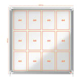 Intérieure, portes coulissantes, fond magnétique, 12 x A4 Vitrine d'affichage Premium Plus NOBO - Vitrine d'affichage nobo Premium Plus à portes coulissantes 12 x A4, plan des emplacements A4