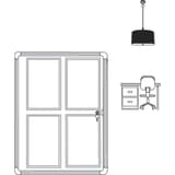 Intérieure, fond en liège, 4 x A4 Vitrine d'affichage SP MAGNETOPLAN - Vitrine d'affichage d'intérieur magnetoplan SP en liège 4 x A4, schéma de montage au mur