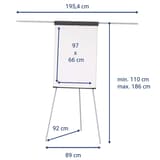 Magnétique, trépied pliable, 2 bras latéraux Chevalet de conférence standard plus MAUL - Cotes du chevalet MAULstandard plus