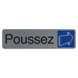 Horizontale, aspect aluminium brossé, 165 x 44 mm Plaque adhésive Poussez 67155E EXACOMPTA - Plaque adhésive Poussez EXACOMPTA 67155E horizontale, flèche blanche sur pavé bleu