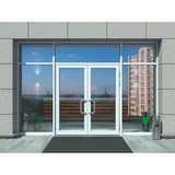 Horizontale, aspect aluminium brossé, 165 x 44 mm Plaque adhésive Poussez 67155E EXACOMPTA - Plaque Poussez EXACOMPTA 67155E collée sur une porte d'entrée vitrée