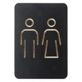 Contreplaqué noir, 105 x 150 mm Plaque WC femmes et hommes 421035 EUROPEL - Pictogramme WC femmes et hommes EUROPEL 421035, silhouettes fraisées dans le contreplaqué noir