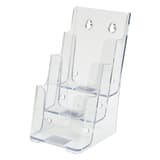 DL portrait, 3 compartiments Porte-flyer Classic DEFLECTO - Porte-brochures Classic deflecto DL, 3 compartiments, transparent, vu de trois quarts