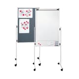 Tableau blanc magnétique et feutre au dos, 4 roulettes Paperboard combiné ECO FRANKEN - Paperboard combiné FRANKEN KombiFlipchart ECO, face tableau blanc et face en feutre