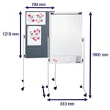 Tableau blanc magnétique et feutre au dos, 4 roulettes Paperboard combiné ECO FRANKEN - Cotes du paperboard combiné FRANKEN KombiFlipchart ECO