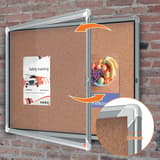 Intérieure, fond en liège, 8 x A4 Vitrine d'affichage Premium Plus NOBO - Vitrine d'affichage d'intérieur nobo Premium Plus en liège 8 x A4, porte battante ouverte