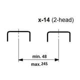 Agrafeuse électrique à pédale, 2 têtes X-14 II GRAFCUT - Schéma de l'écartement des deux têtes de l'agrafeuse Grafcut X-14 II, de 48 à 245 mm
