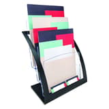 A4, 3 compartiments, noire Porte-brochures Contemporary DEFLECTO - Porte-brochures Contemporary deflecto A4, 3 compartiments, armature noire, garni de brochures
