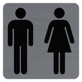 Aspect aluminium brossé, 75 x 75 mm Plaque WC adhésive 67178E EXACOMPTA - Plaque WC adhésive EXACOMPTA 67178E carrée, pictogrammes homme et femme