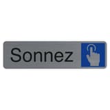 Aspect aluminium brossé, 165 x 44 mm Plaque Sonnez adhésive 67162E EXACOMPTA - Plaque adhésive Sonnez EXACOMPTA 67162E, doigt sur une sonnette