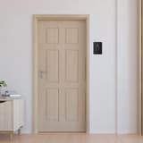 Contreplaqué noir, 105 x 150 mm Plaque WC hommes 421033 EUROPEL - Plaque EUROPEL 421033 collée sur une porte