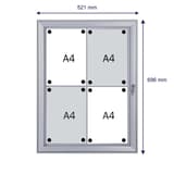 Classée B1, fond magnétique, 4 x A4 Vitrine d'affichage SECURITY FRANKEN - Vitrine d'affichage FRANKEN SECURITY classée B1 4 x A4, dimensions