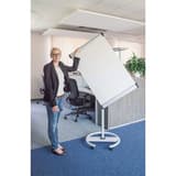 Tableau pivotant portrait ou paysage, pied rond à 5 roulettes Paperboard mobile flip2use MAUL - Tableau du paperboard MAULsolid flip2use pivoté en réunion