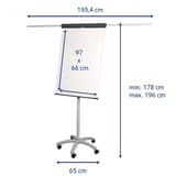 Magnétique, pied étoile à 5 roulettes, 2 bras Paperboard mobile standard MAUL - Cotes du paperboard mobile MAULstandard