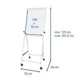 Magnétique, 4 roulettes à frein, pliable, blanc Paperboard office à quatre pieds MAUL - Cotes du paperboard MAULoffice à quatre pieds