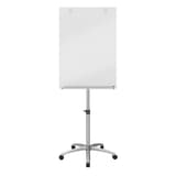 Verre magnétique blanc brillant, 5 roulettes Paperboard mobile en verre NOBO - Paperboard mobile en verre nobo, vu de face