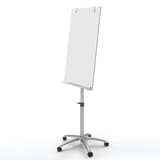 Verre magnétique blanc brillant, 5 roulettes Paperboard mobile en verre NOBO - Paperboard en verre nobo vu de trois quarts