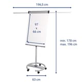 Magnétique, pied rond à 5 roulettes, 2 bras Paperboard mobile solid MAUL - Cotes du paperboard mobile MAULsolid