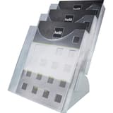A4 portrait, 3 compartiments, transparent Porte-brochures the step grid HELIT - Porte-brochures de table helit the step grid A4, 3 compartiments, transparent