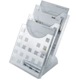A4 portrait, 3 compartiments, transparent Porte-brochures the step grid HELIT - Porte-brochures de table helit the step grid A4, garni de brochures