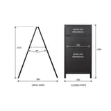 Avec en-tête, 660 x 1 280 mm, noir mat Stop-trottoir ardoise DELUXE EUROPEL - Cotes du stop-trottoir EUROPEL DELUXE ouvert et fermé