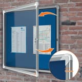 Intérieure, fond en feutre bleu, 6 x A4 Vitrine d'affichage Premium Plus NOBO - Vitrine d'affichage d'intérieur nobo Premium Plus en feutre bleu 6 x A4, porte battante ouverte