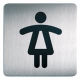 Inox brossé, carrée 150 x 150 mm Plaque WC femmes 4956 DURABLE - Plaque WC femmes DURABLE 4956 carrée en inox brossé, silhouette noire