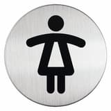 Inox brossé, Ø 83 mm Plaque WC femmes 4904 DURABLE - Plaque WC femmes DURABLE 4904 ronde en inox brossé, silhouette noire