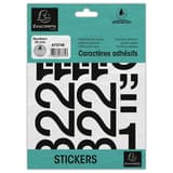 Vinyle noir, hauteur 50 mm, 4 planches Chiffres adhésifs 67374E EXACOMPTA - Pochette de chiffres adhésifs EXACOMPTA 67374E, vinyle noir de 50 mm, planches de 0 à 9