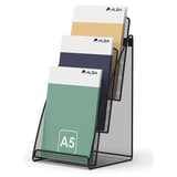 A5, 3 casiers, métal noir Porte-brochures MESHPREZ ALBA - Porte-brochures ALBA MESHPREZ A5, garni de brochures
