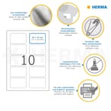 200 étiquettes, blanches Étiquette badge textile 80 x 50 mm HERMA - Infographie des étiquettes badges HERMA 80 x 50 mm en soie d'acétate