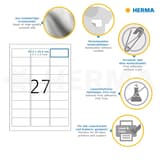 540 étiquettes, blanches Étiquette badge textile 63,5 x 29,6 mm HERMA - Infographie des étiquettes badges HERMA 63,5 x 29,6 mm en soie d'acétate