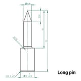 Broches de rechange pour destructeur de disques durs Kit de broches MMD360+ PRODEVICE - Plan coté de la broche longue PRODEVICE pour destructeur MMD360+