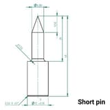 Broches de rechange pour destructeur de disques durs Kit de broches MMD360+ PRODEVICE - Plan coté de la broche courte PRODEVICE pour destructeur MMD360+