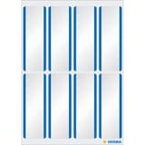 16 étiquettes, rayure bleue Étiquette badge à écrire 54 x 19 mm HERMA - Feuille d'étiquettes badges HERMA blanches à rayure bleue
